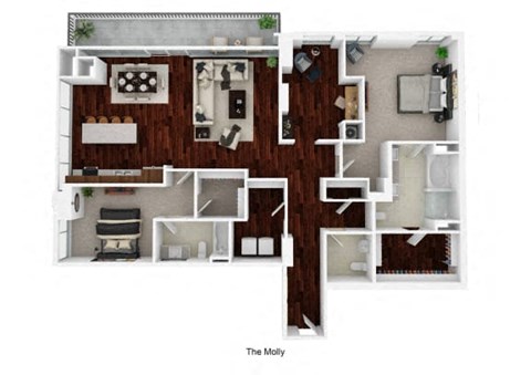 Floor plan for 2 beds, 3 baths, 1878 sqft